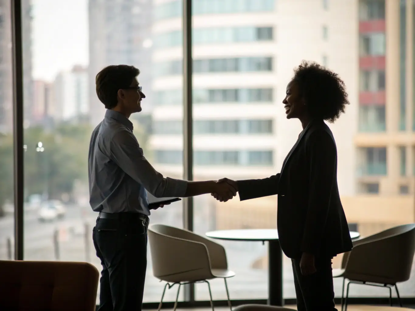 Two people shaking hands over a table with legal documents, representing the agreement on inheritance matters.