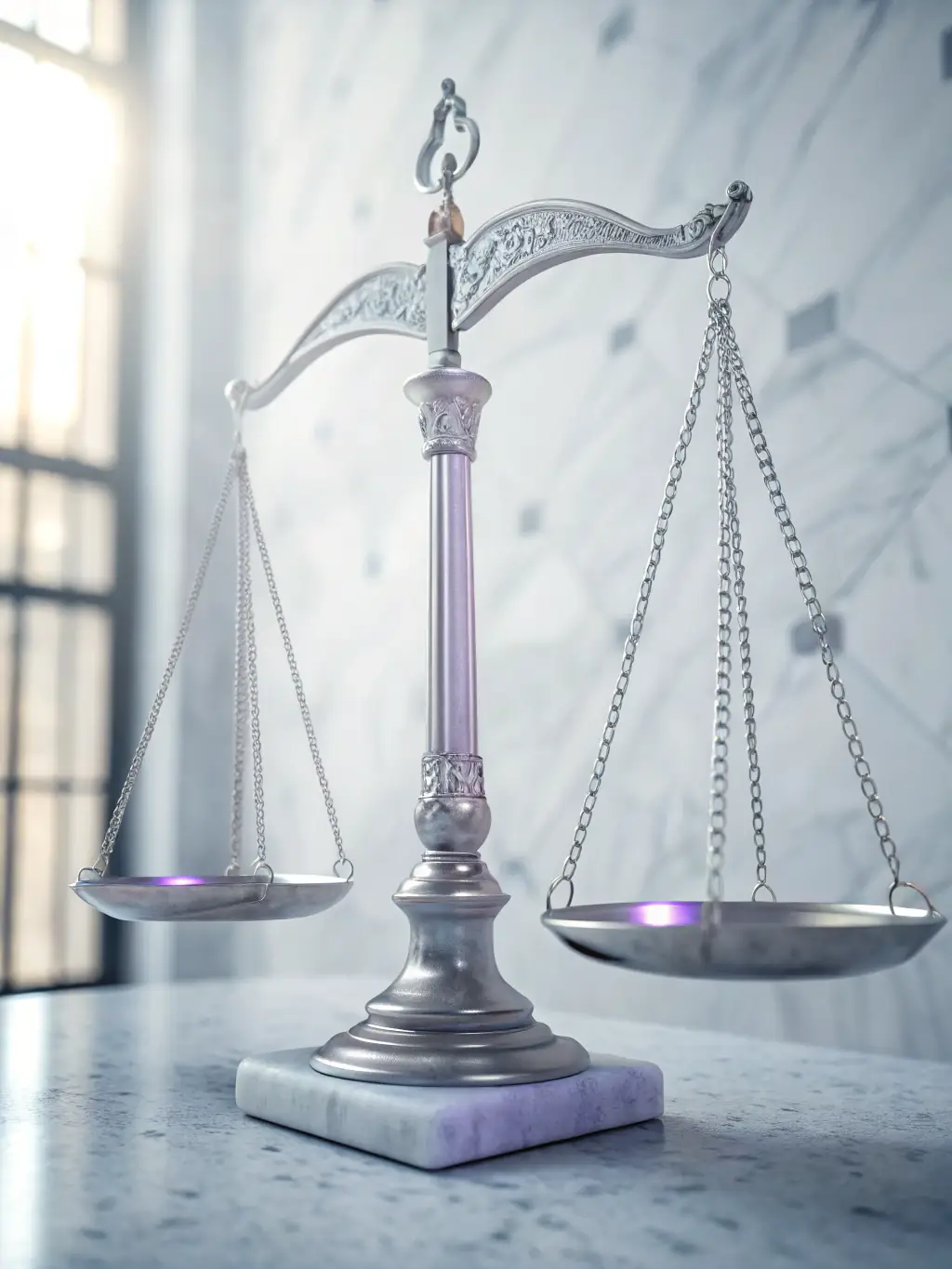 A balanced scale with a wedding ring on one side and financial documents on the other, illustrating the division of assets in a matrimonial case.